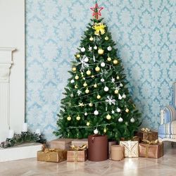 #2- 6ft Hinged Artificial Christmas Tree Unlit Douglas Full Fir Tree w/ 1355 Tips