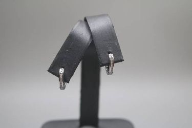 14K White Gold Small Diamond Hoop Earrings 2.0g - Pre-Owned