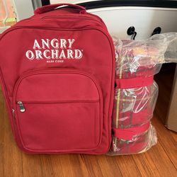 New Angry Orchard Cider Cooler Picnic Backpack Comes With Utensils And Blanket