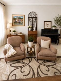 Pair of Ralph Lauren Somerville Lounge Chairs on Caster Wheels – Delivery Available