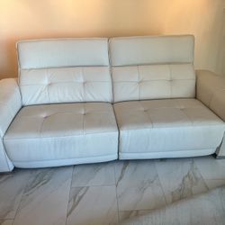 Reva White Leather Reclining Sofa $2,199.00 One Year Ago