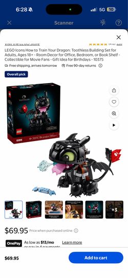 LEGO Icons Toothless 10375 How to Train Your Dragon Set 784 pcs 18+