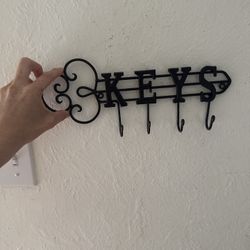 Black Metal “KEYS” Wall Hook Organizer
