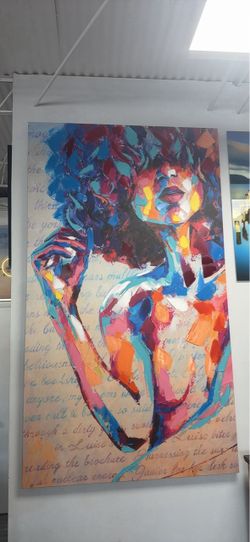Large Colorful Abstract Figure Canvas Painting