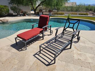 Pair of Outdoor Metal Chaise Lounge Chairs (Frames Only – Cushions Not Included)