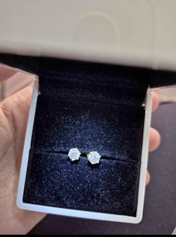 0.5 CT Diamond Sterling Silver Gold Plated Ear Rings 