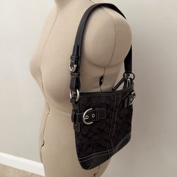 Coach Black Signature Jacquard Shoulder Bag