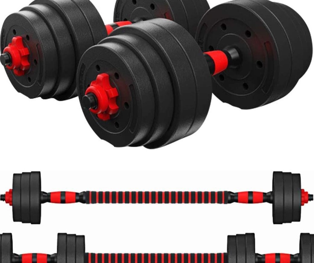 KAC Adjustable Dumbbells Barbell 2 in 1 with Connector, Lifting Dumbells for Body Workout Home Gym, Set of 2