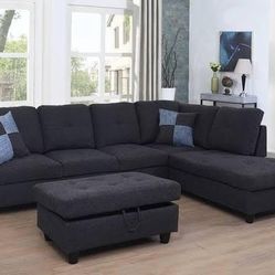 BRAND NEW 3 PIECES SECTIONAL COUCH WITH OTTOMAN INCLUDED