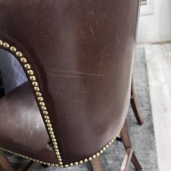 Williams Sonoma Brown Leather Bucket Chairs