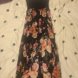 Wet Seal. Size Small. Sleeveless, Mini Dress With Long Hanging Black Floral Lace. 