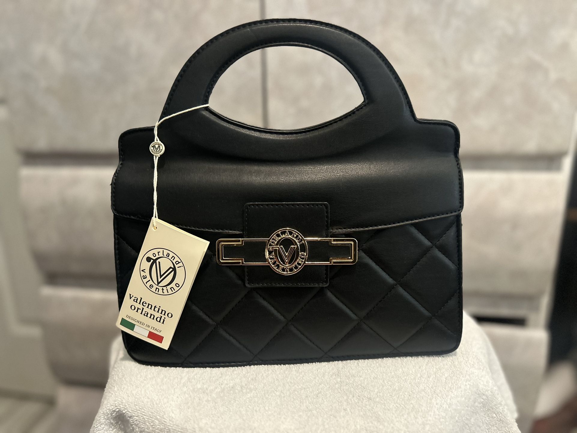 Valentino Orlandi Black Vegan Leather Crossbody/shoulder Bag NEW WITH TAGS!