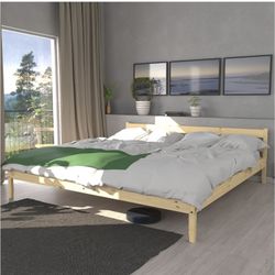 New Solid Wood King Size Platform Bed Frame