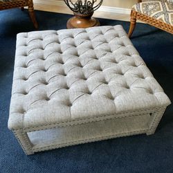 Grey Tufted Cocktail Ottoman 