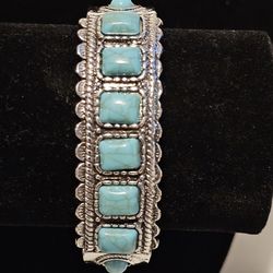 New Silver Turquoise Bangle Bracelet 