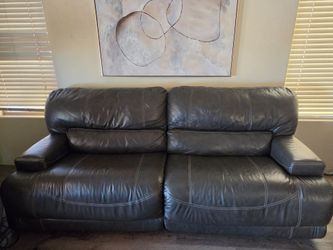 2 dark grey  leather recliners