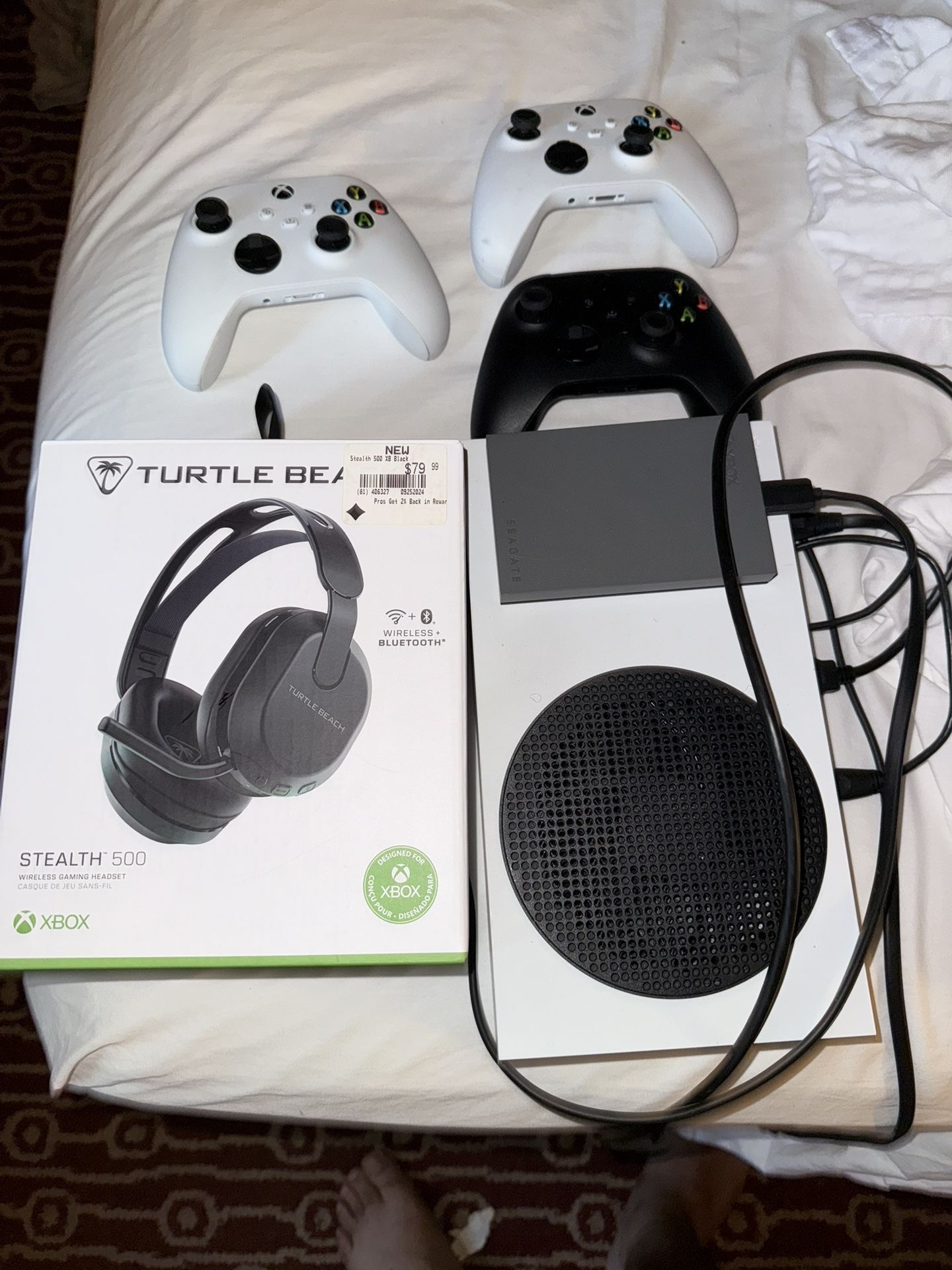 Xbox’s Series S 3 Controllers 2tb Memory Card And Wireless Turtlebeach Stealth Headphone