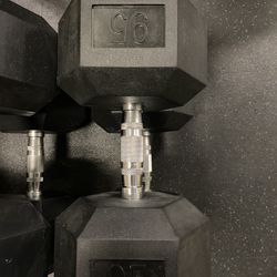 90lb Rubber Hexagon Dumbbell Pair