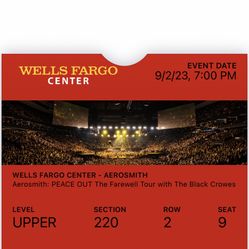 Areosmith Tickets 220 Sec Row 2 Seats 8 And 9