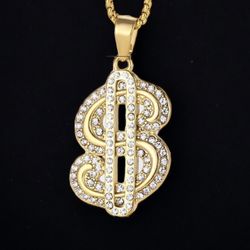 Dollar Money Pendant Chain New Gold 