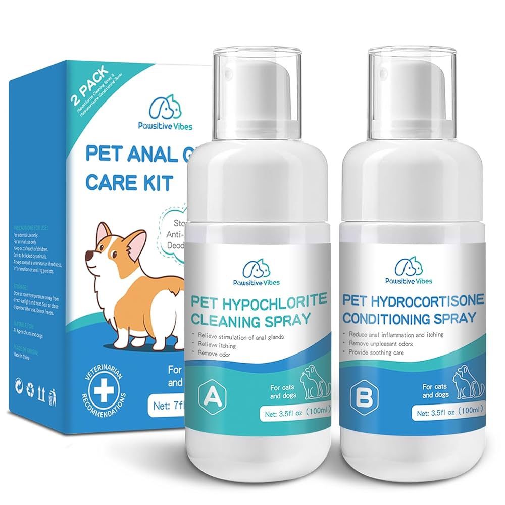 Pawsitive Vibes Medicated Instant Dog Anal Spray Kit. Quickly relieves Anal Irritation in Dogs and Cats, Stops Pain, itching and Slippage, eliminates 