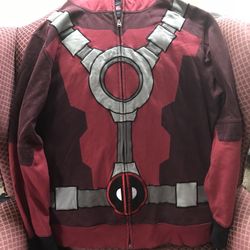 Deadpool Marvel Sweatshirt with Deadpool Mask Hood, Size Large