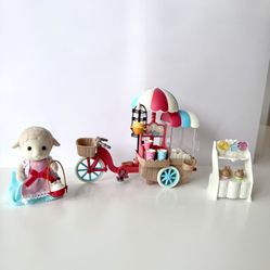 Sylvanian Families Popcorn Delivery Trike With Sheep Mother Barbara