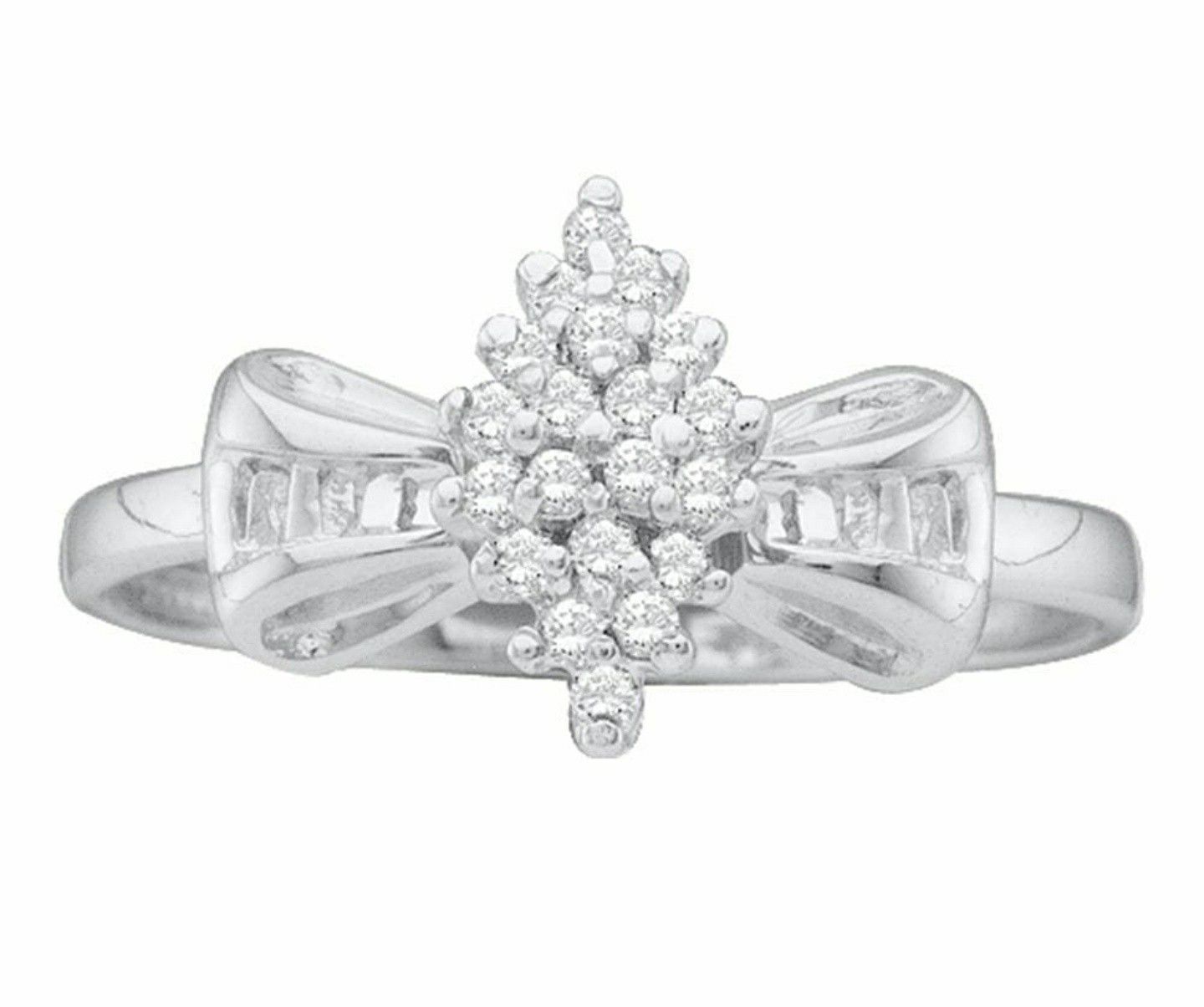 (Shipped Only) 10k White Gold Diamond Cluster Ring