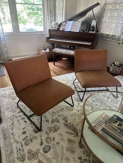 Set of Two Faux Leather Slipper Chairs