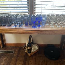 Blue Wedding Wine and Tumbler Glasses 122 pieces