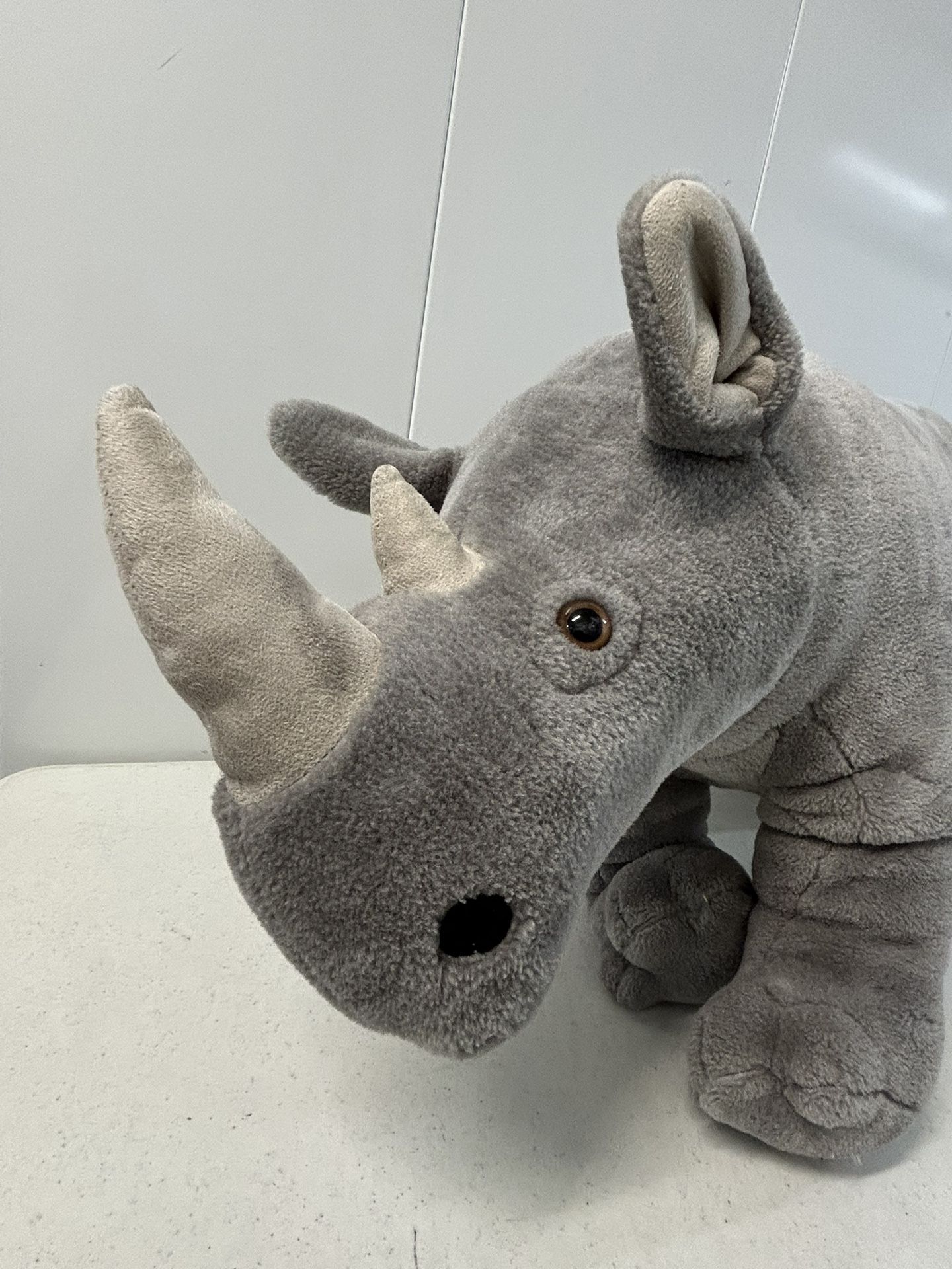 Melissa & Doug Grey Preowned Plush Stuffed Rhinoceros Animal