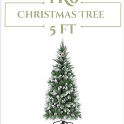 5ft Artificial Pine Christmas Tree, Green, Metal, PVC, 6.5 lbs (TR6)