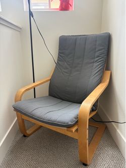 IKEA POÄNG Armchair – Birch Frame + NEW Dark Gray Cushions