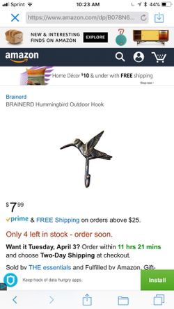 Brainerd hummingbird outdoor hook new have like 15 of them 5 each new New New