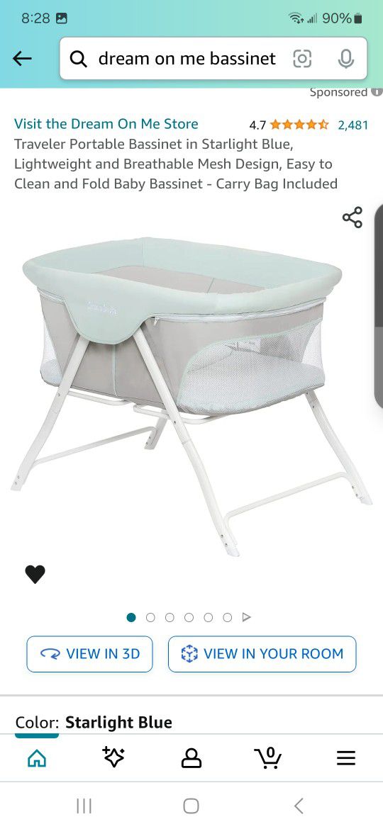 Dream On Me Portable Baby Crib Bassinet - Carry Bag Included