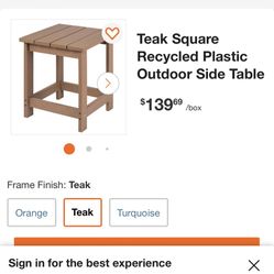 BrNd New Outdoor Side Table “ Recycled Plastic Teak