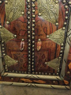 Very RARE Unique Morocco Leather & Bone Mirror
