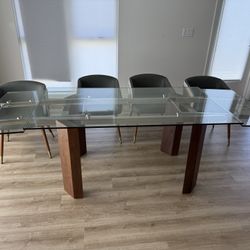 Glass And Oak Dining Room Table 