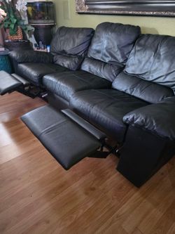 Black leather sofa