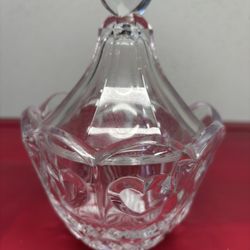 Vintage Crystal Clear Industries 24% Lead Covered Candy Dish or Sugar Bowl