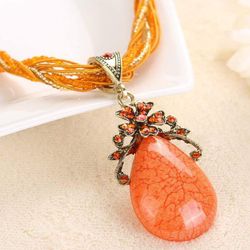 Orange rope necklace with orange pendant new