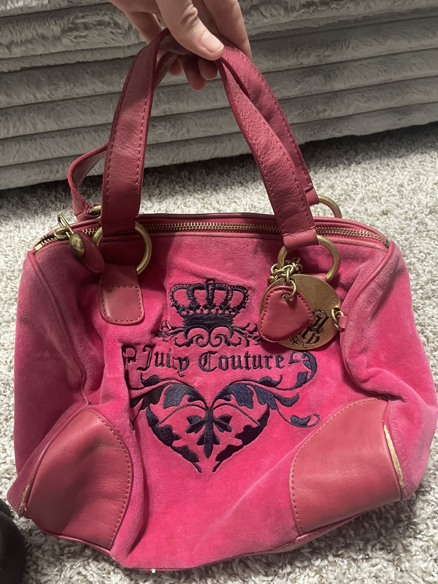 Vintage Y2K Juicy Couture " The Pink Bowler" velour purse