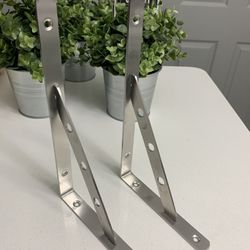 Stainless steel Shelfs brackets 10” x 6” $13 (2)