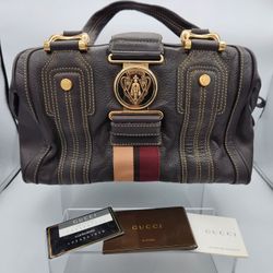 Vintage Gucci Aviatrix Handbag Brown Genuine Leather Custom