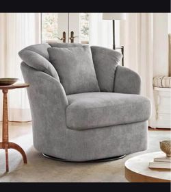 Gray Upholstered Swivel Accent Chair