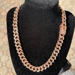 Rose Gold Iced Out CZ Cuban Link Chain 18”