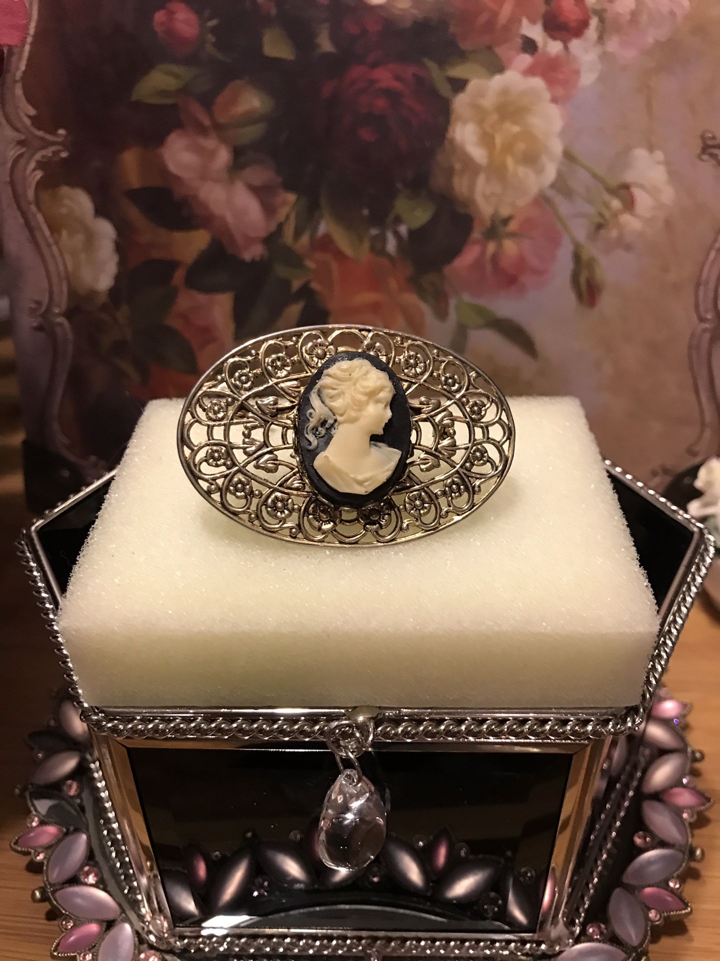 Beautiful! Silver Victorian Cameo Pin / Brooch