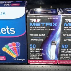 Brand New!! True Metrix Test Strips (100 Count) and Trueplus Sterile Lancets (100 Count)!! 