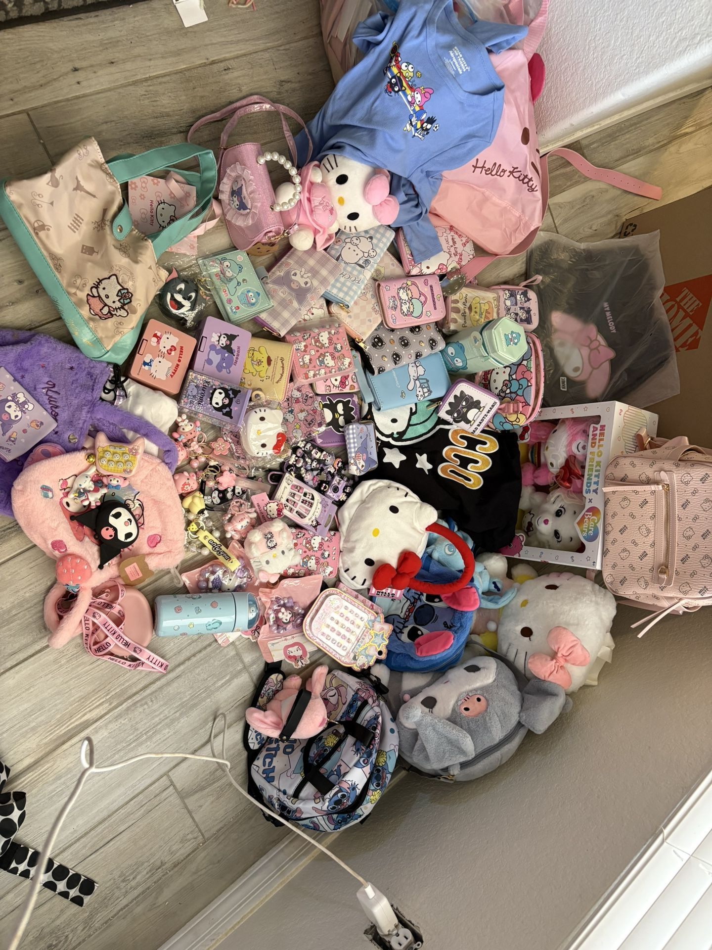 Hello Kitty Sanrio Box Of Purses wallets keychains, plushy’s backpacks lunches