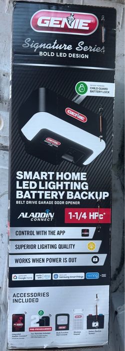 GENIE Industrial Design 1-1/4 HD Smart Belt Garage Door Opener with LED Lighting and Back up Battery